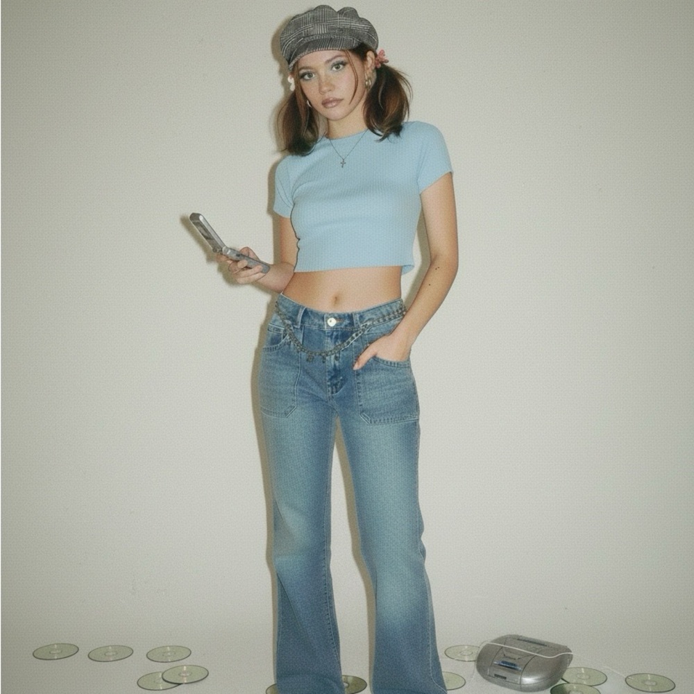 Vintage Y2K Checked Newsboy Cap
